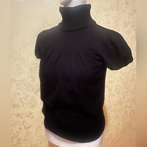 Black Turtleneck Short Sleeve Top